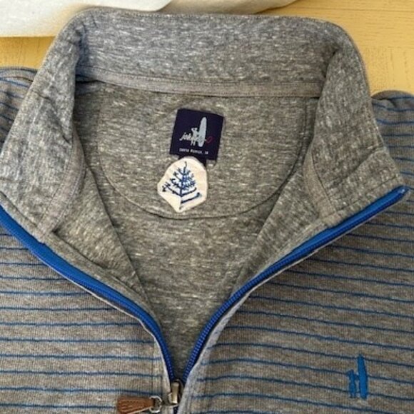 Johnnie-O 1/4 Zip Pullover Mens 2XL Long Sleeve Cotton/Poly Gray w/Blue Stripe - Picture 4 of 14
